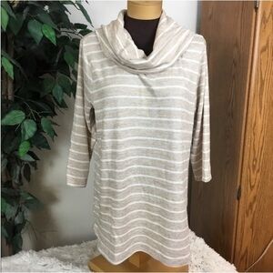 Croft & Barrow 3/4 sleeve cowl neck Woman’s size XXL beige cream stripe